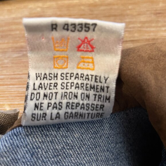 VINTAGE R&R Denim Faux Suede Brown Collar Blue Jeans Vest Size M (10-12) - Picture 7 of 9